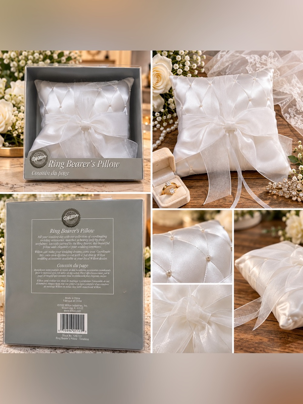 Vintage 2002 Wilton Ring Bearer’s Pillow – NIB Wedding Keepsake 🤍💍